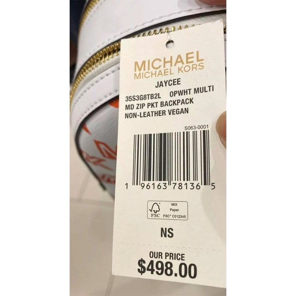 S Michael Kors Jaycee Medium White Gay Pride Backpack 35S3G8TB2L NWT $498 Retail - Picture 6 of 6